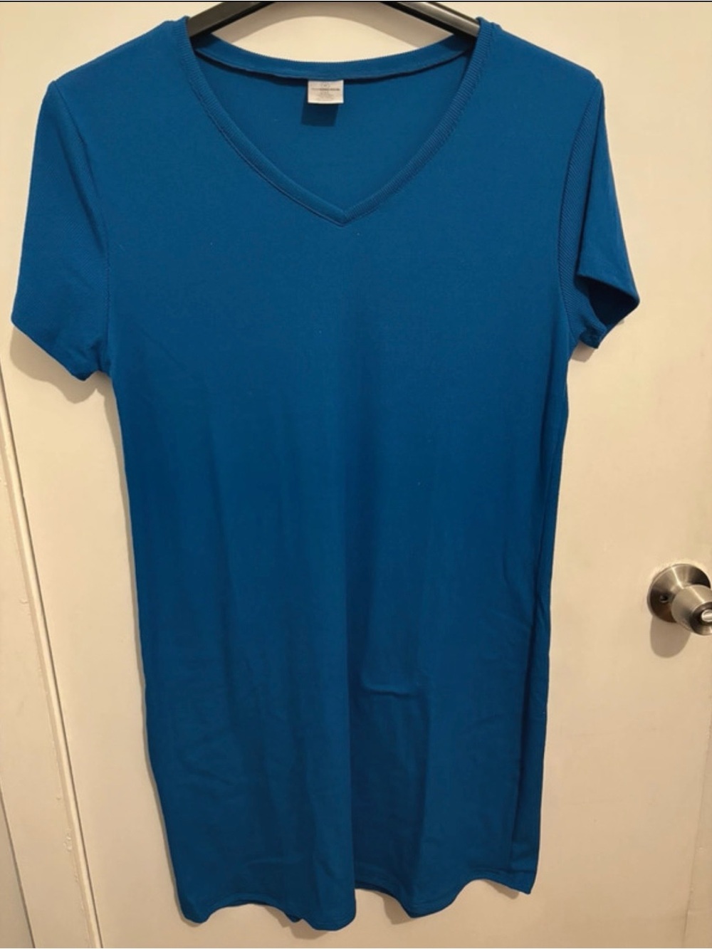 Essentials Electric Blue Ribbed Crew Neck Top